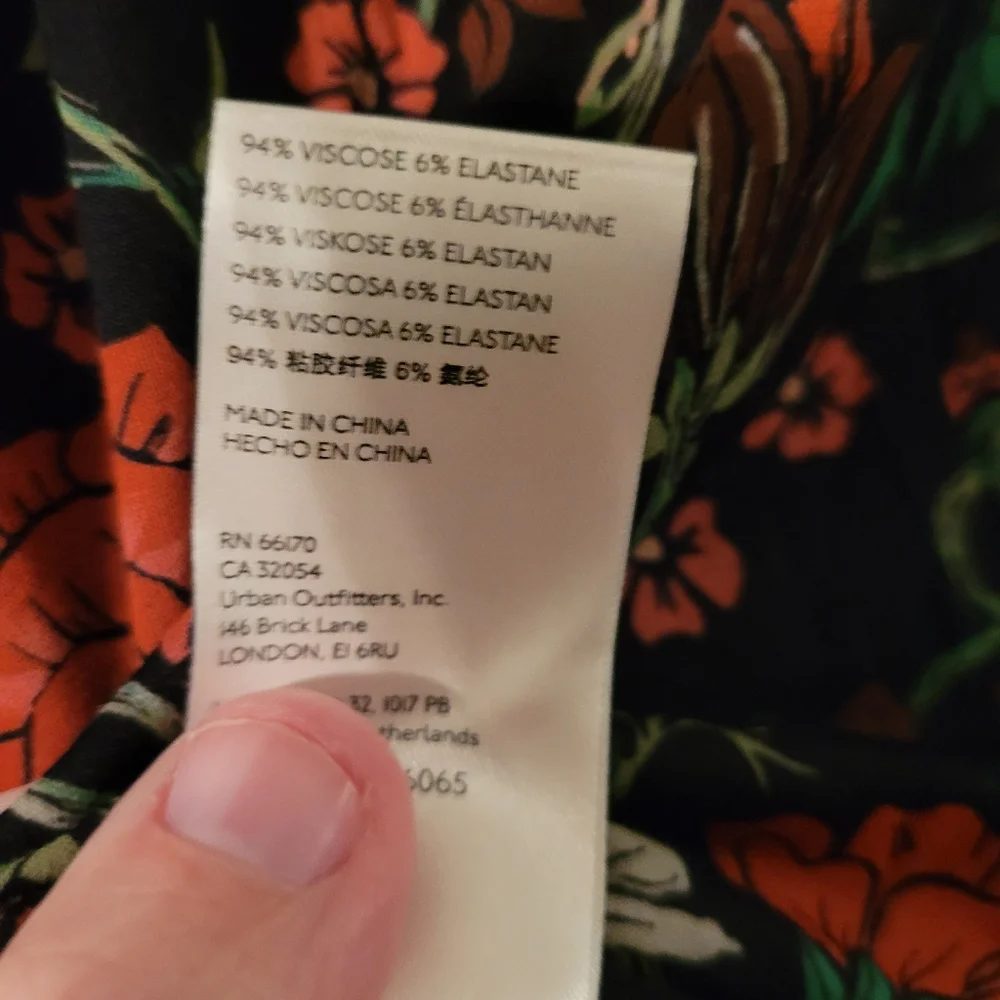 Free People Floral Black Long Sleeve Women's Top Size Large - Picture 7 of 10